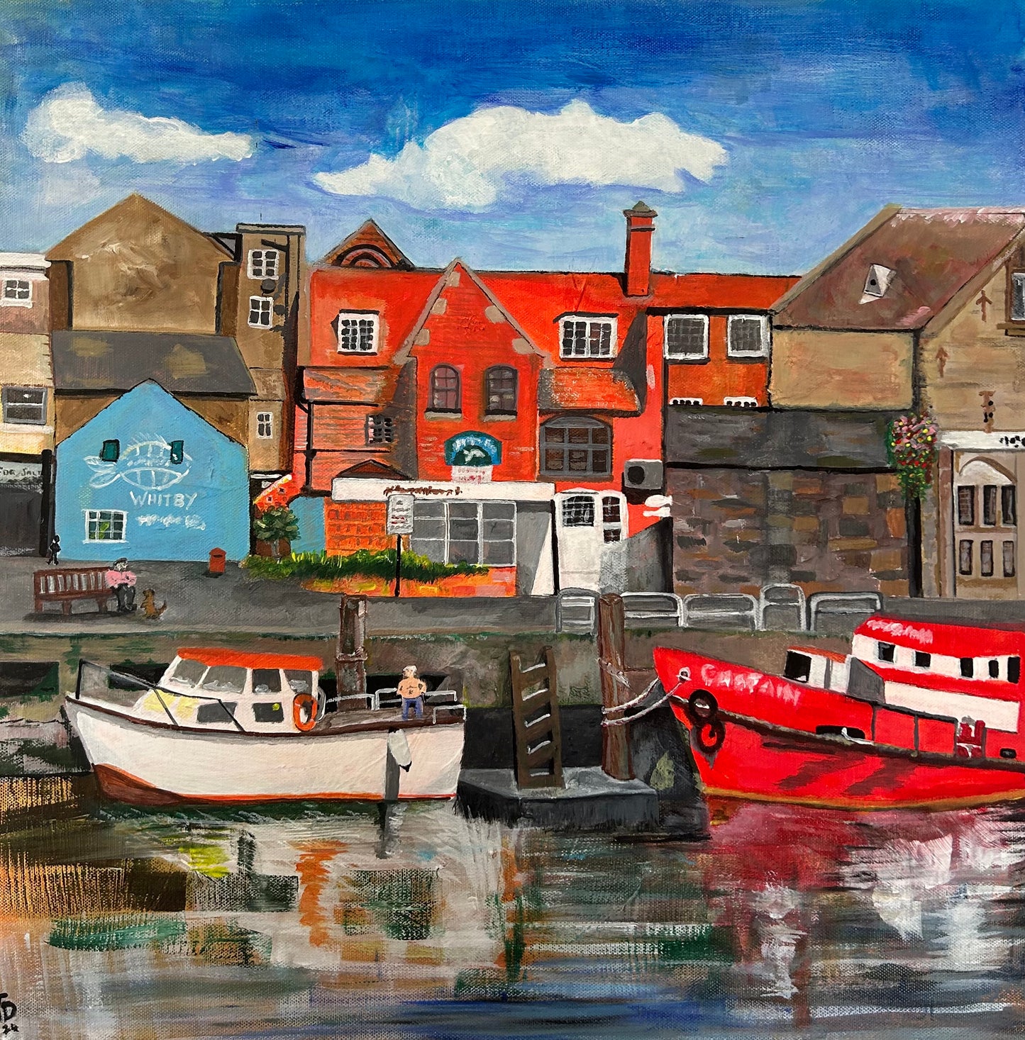 Whitby Harbour Reflections. By Artist Janet Davies