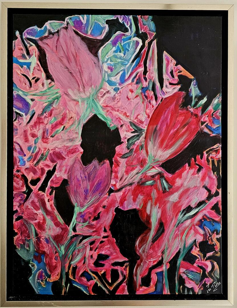 Black Tulips (L acrylic on canvas) by Jan Peters