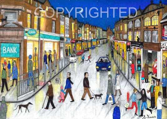 Christmas Eve Altrincham by Artist Samantha Ives