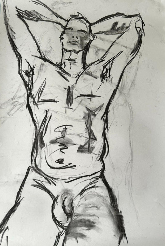 Male Study. Arms Behind Head