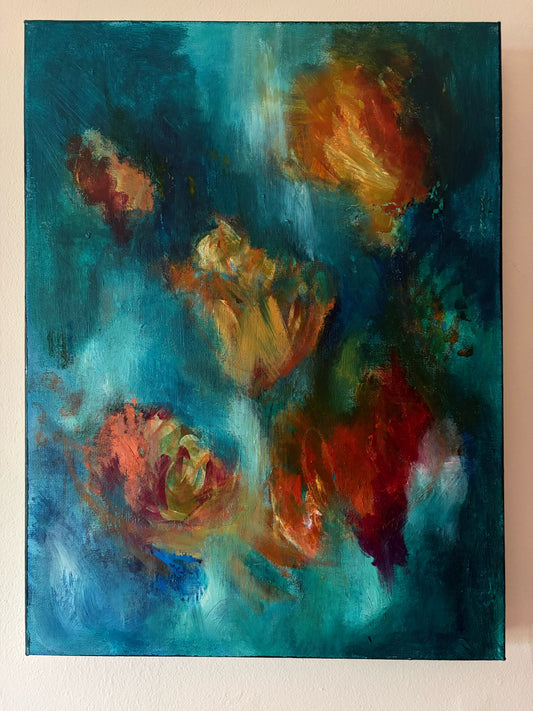 Lydia Mansell. TEAL & ORANGE BLOOM