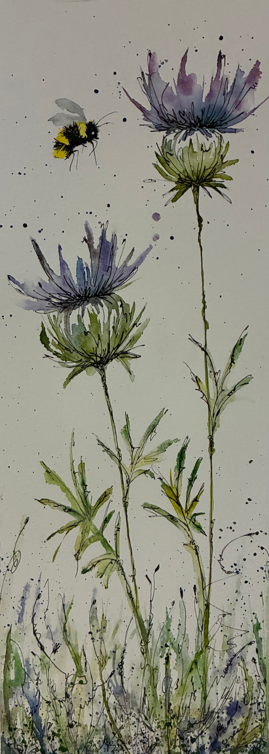 Thistle and Bee By Artist Deborah Walton