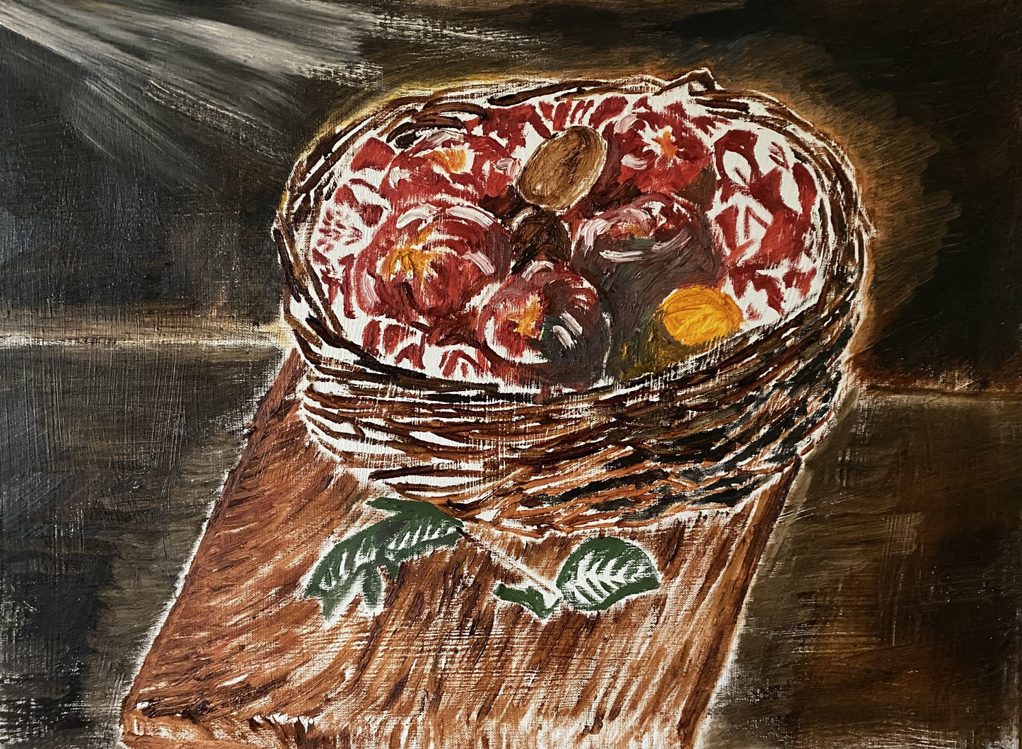 Basket of Fruit with Mint Leaves