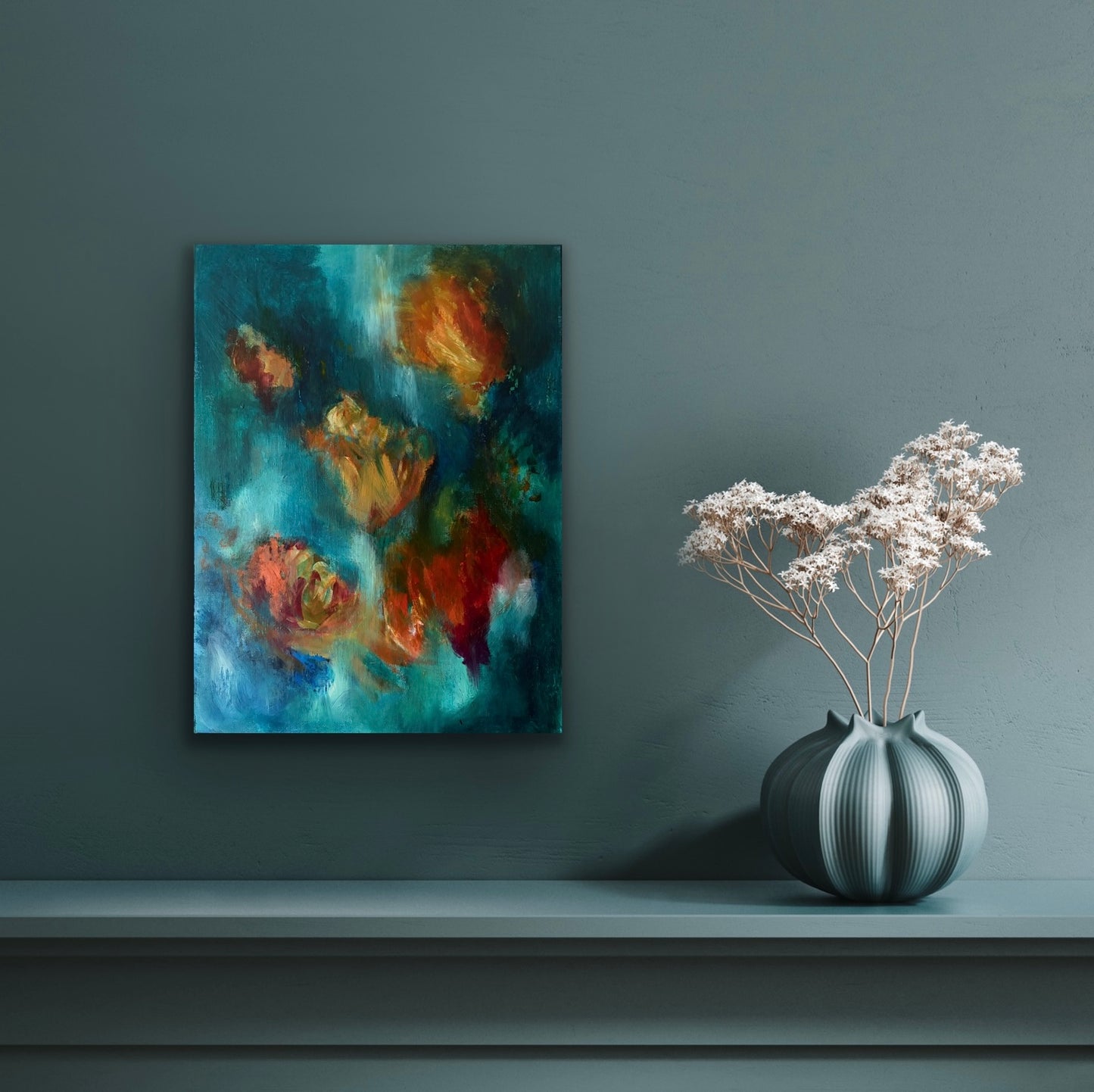Lydia Mansell. TEAL & ORANGE BLOOM